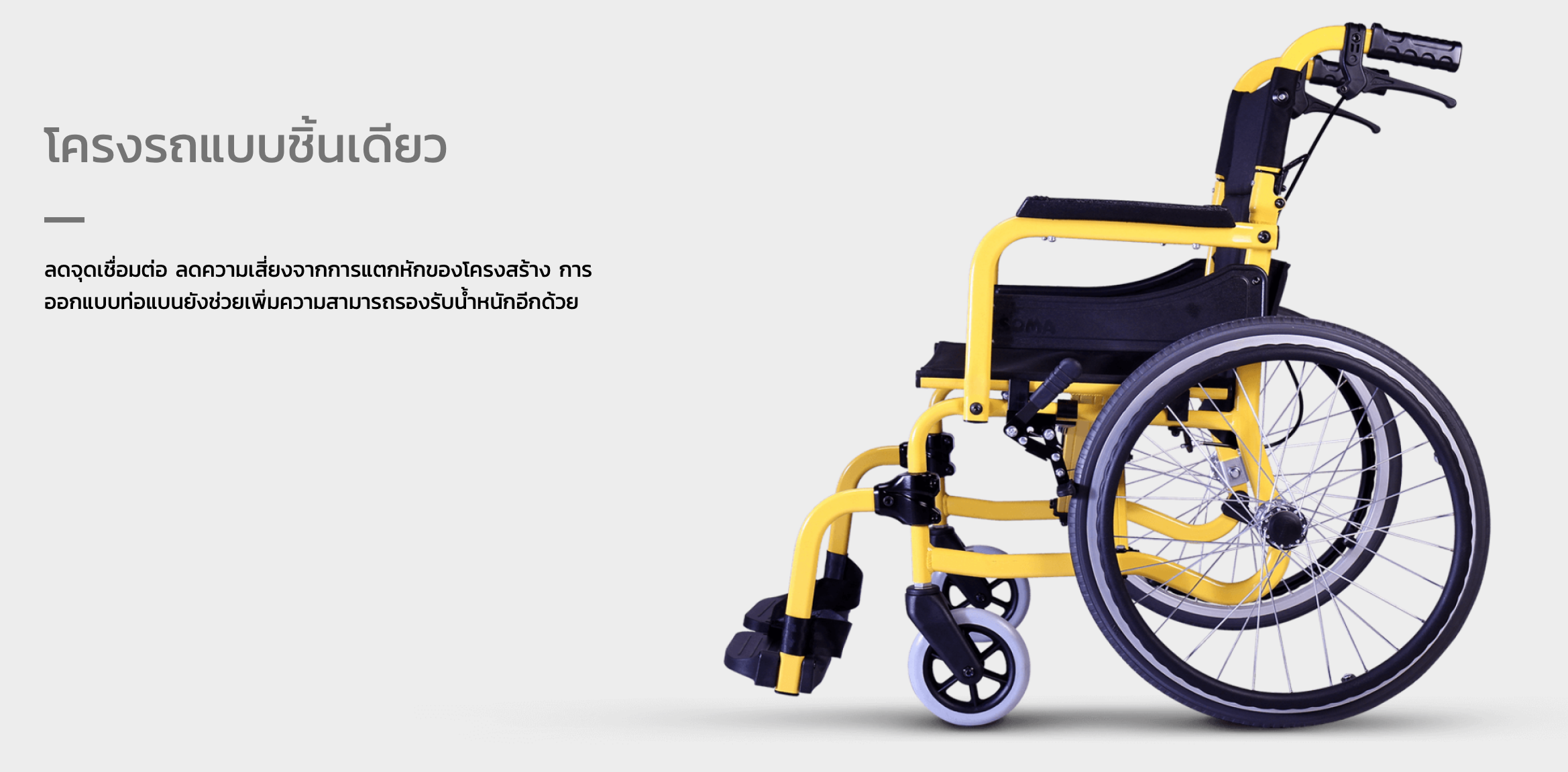 รถเข็นอลูมินัมอัลลอยด์โซม่า รุ่น SOMA 215 (SM-250.5) WheelChair SOMA 215 (SM-250.5) โครงพักเท้าสวิงได้ น้ำหนักเบา พกพาสะดวก กะทัดรัด ของแท้ รับประกันศูนย์ไทย 1 ปี
