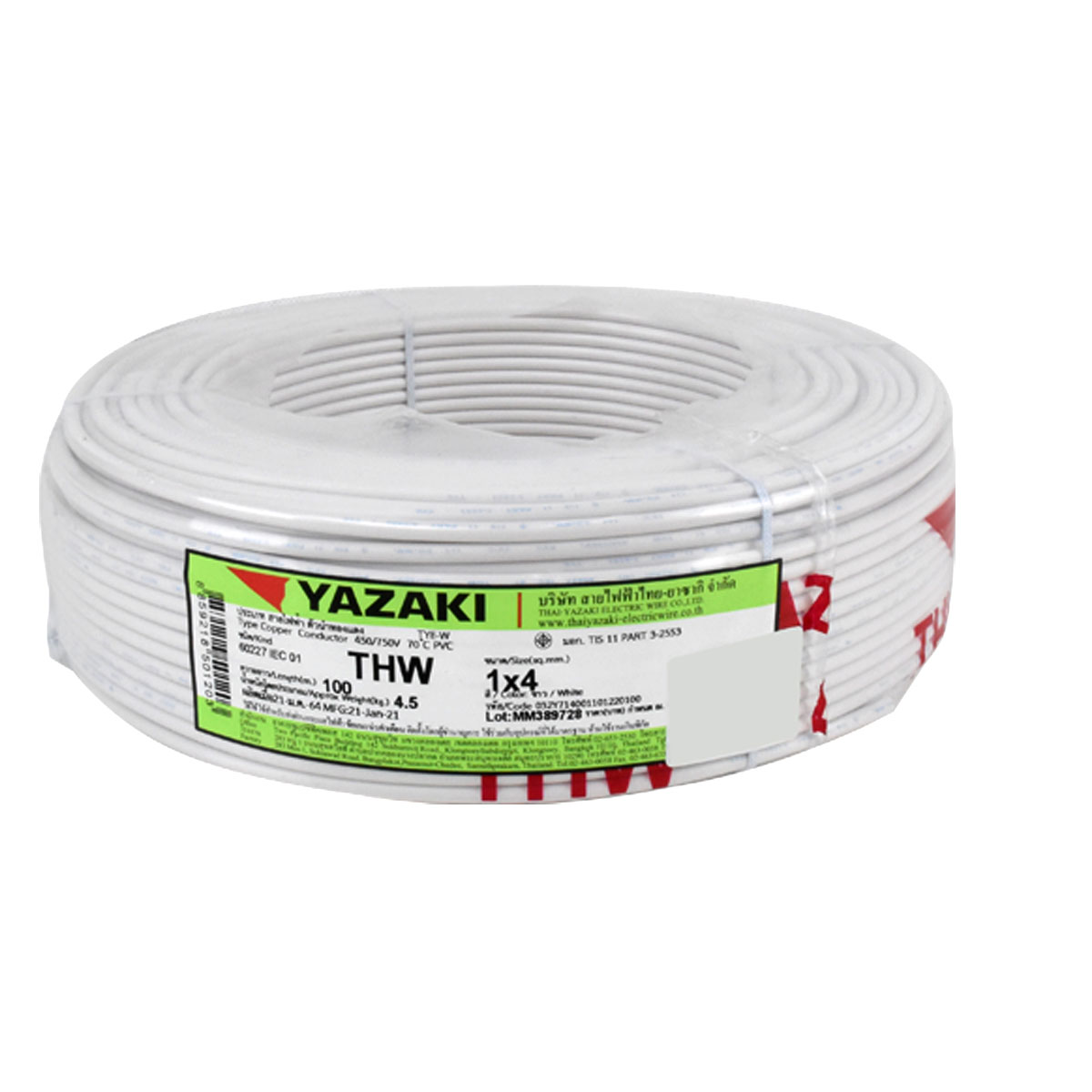 YAZAKI สายไฟฟ้า IEC 01 THW 4 MM2