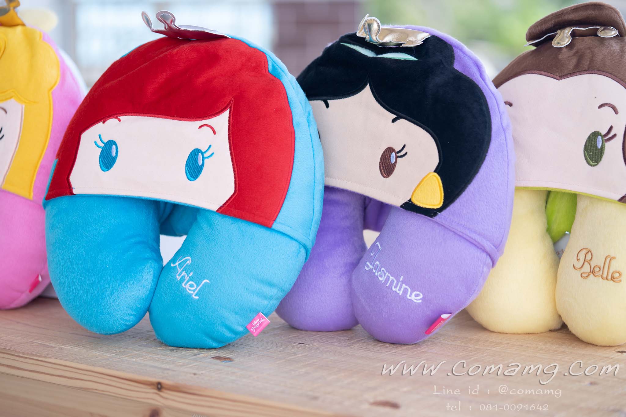 หมอนรองคอมีหมวก เจ้าหญิงแอเรียล จัสมิน อโลล่า สโนไวท์ เบล ซิลเดอร์เลล่า