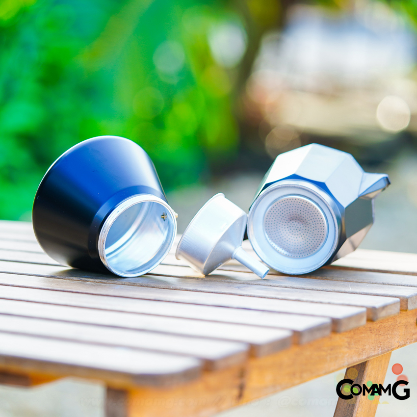 หม้อต้มกาแฟสด MokaPot ใช้งานบนเตาinduction ขนาด 3คัพ 6คัพ สีดำ