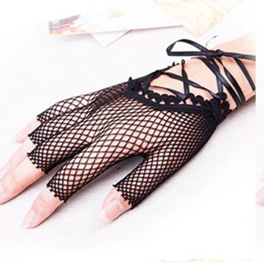 GL11191 ถุงมือเด็กออกงานสีดำแบบตาข่ายครึ่งนิ้วยืดได้เยอะ สำหรับเด็ก 2-12ขวบจนถึงเด็กโตและผู้ใหญ่
