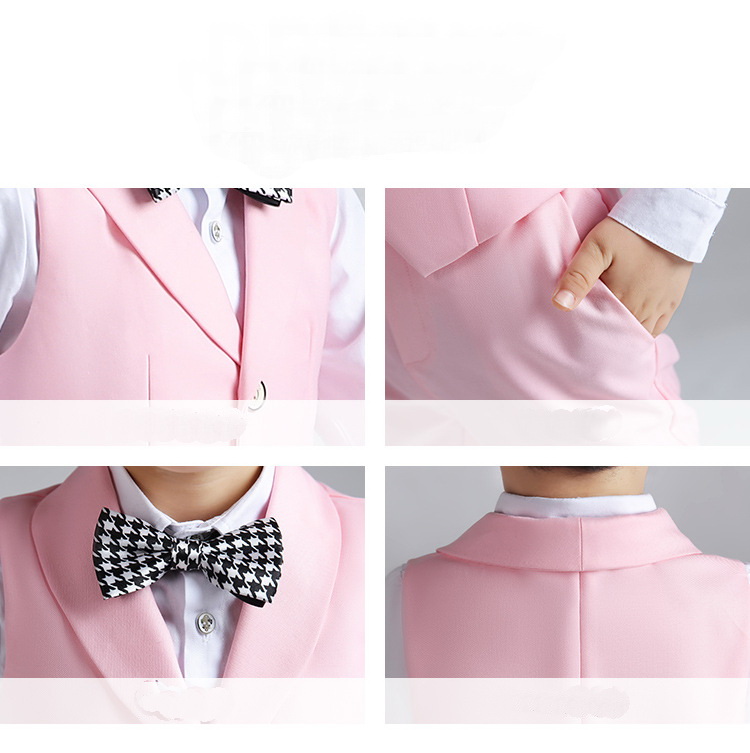 Bset0127- ชุดสูทเด็กชาย 3ชิ้น ทรงสวยดูดี เนื้อผ้าสวยหรู มีเสื้อกั๊ก+กางเกง+โบว์ ขนาดชุด +ดูเพิ่ม ในรายละเอียด สำหรับออกงาน หรือการแสดง