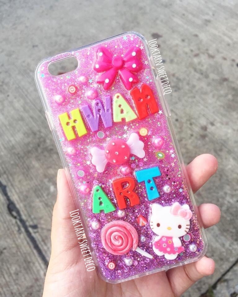 เคสกากเพชรชมพู ม่วง อักษรคละสี