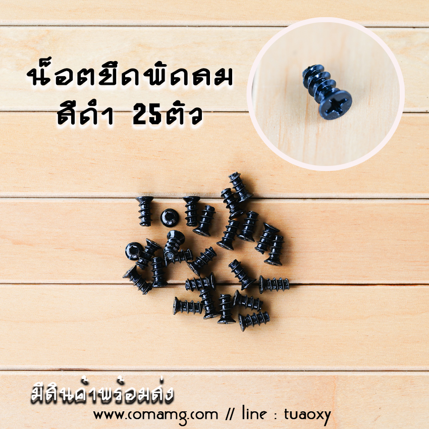 น็อตยึดพัดลม น๊อตคอมพิวเตอร์ สำหรับยึดพัดลมกับเคส สีดำ-สีเงิน