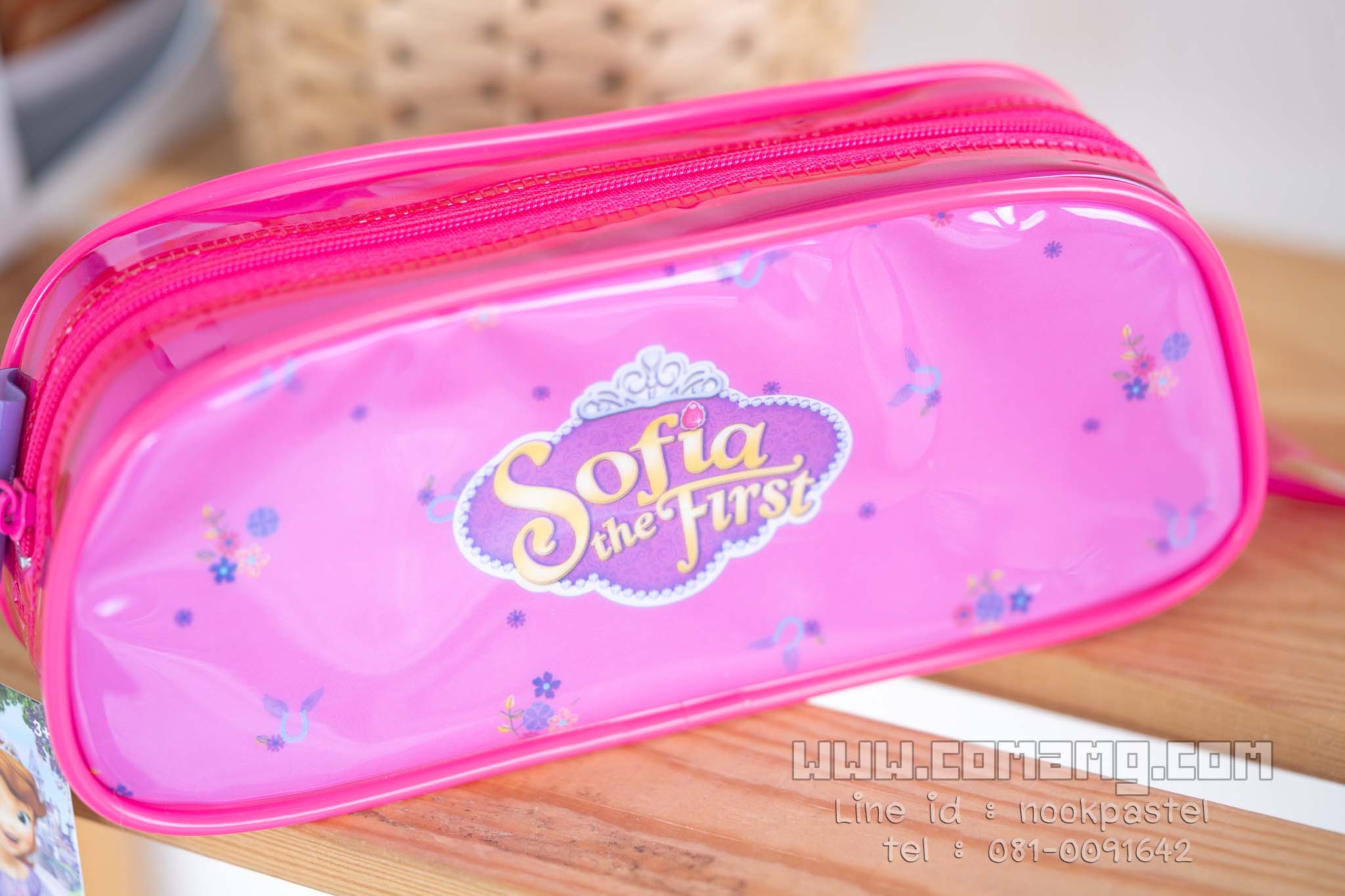 กระเป๋าใส่เครื่องเขียนPVC ลายเจ้าหญิงโซเฟีย ทรงสี่เหลี่ยมคางหมู