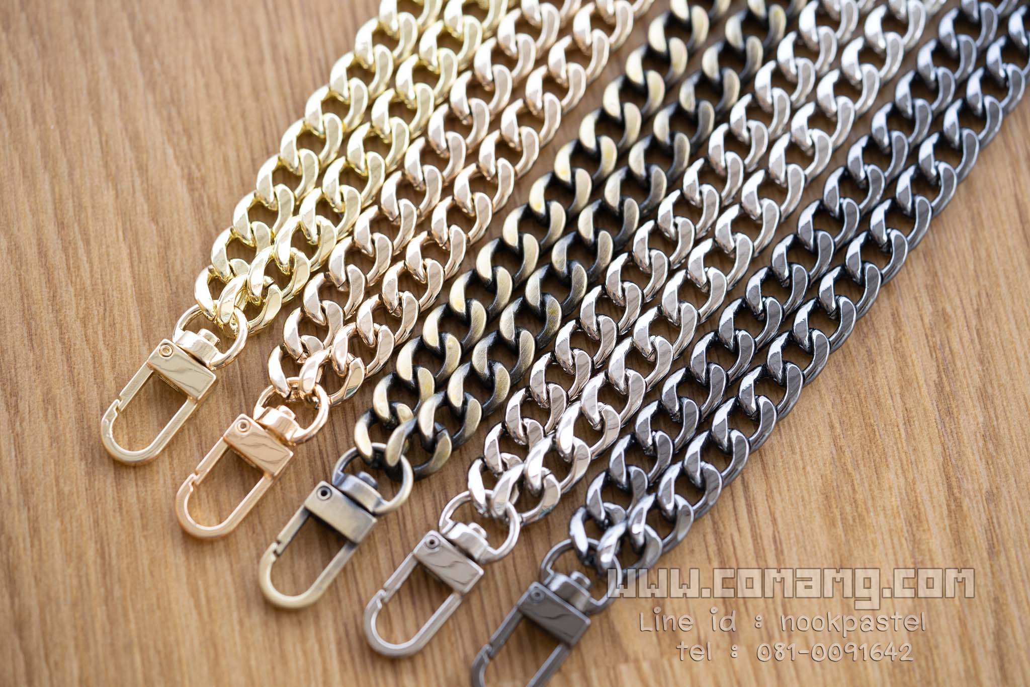 สายโซ่คล้องมือ สายกระเป๋า รุ่นโซ่ตัดเหลี่ยม