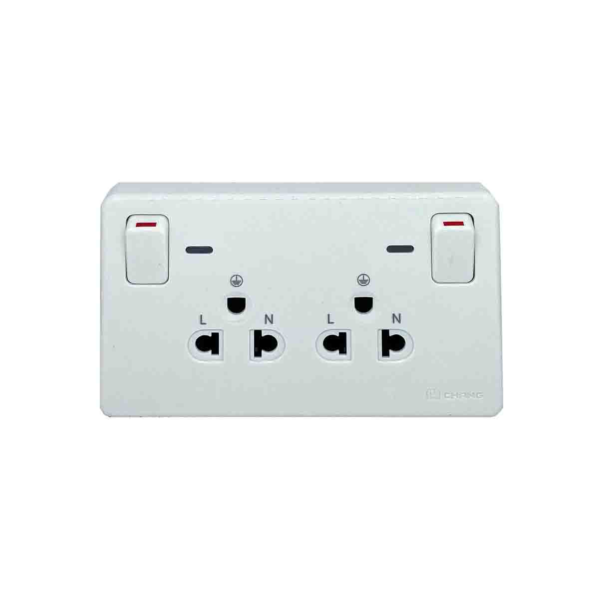 CHANG เต้ารับคู่มีกราวด์ ควบคุมด้วยสวิทช์ พร้อมไฟสัญญาณ PCH-904LN
