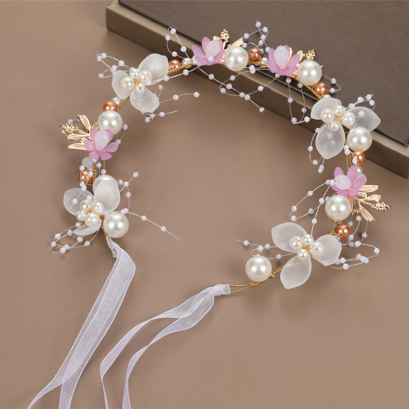 As2320- พร้อมส่งจากไทย มงกุฎดอกไม้ประดับมุก และกำไลข้อมือ สวยหรูดูดีได้ทุกโอกาส ใช้ได้ทั้งเด็กเล็ก-เด็กโต-ผู้ใหญ่