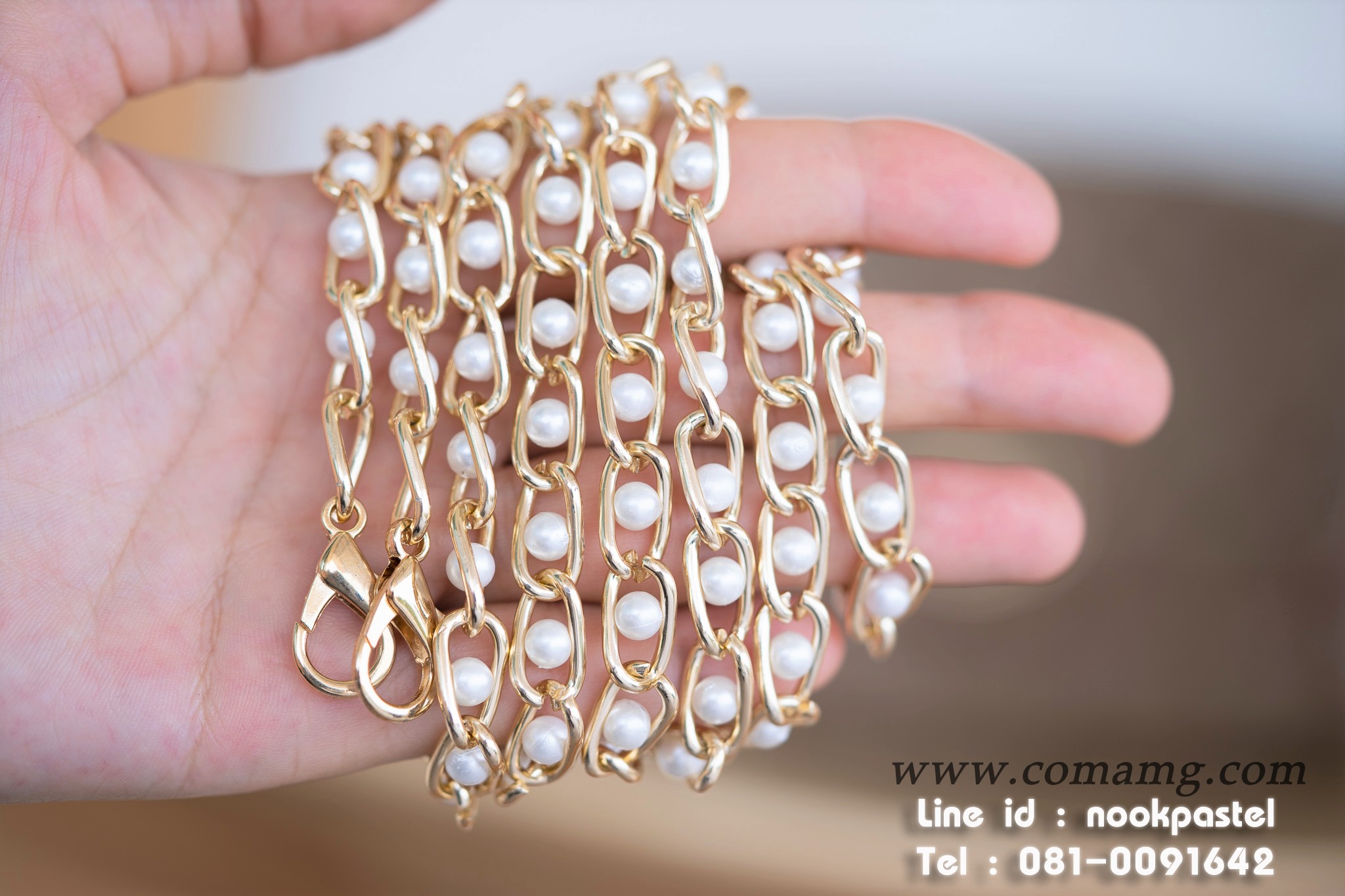 สายกระเป๋าโซ่ไข่มุก สายไข่มุก พร้อมส่ง