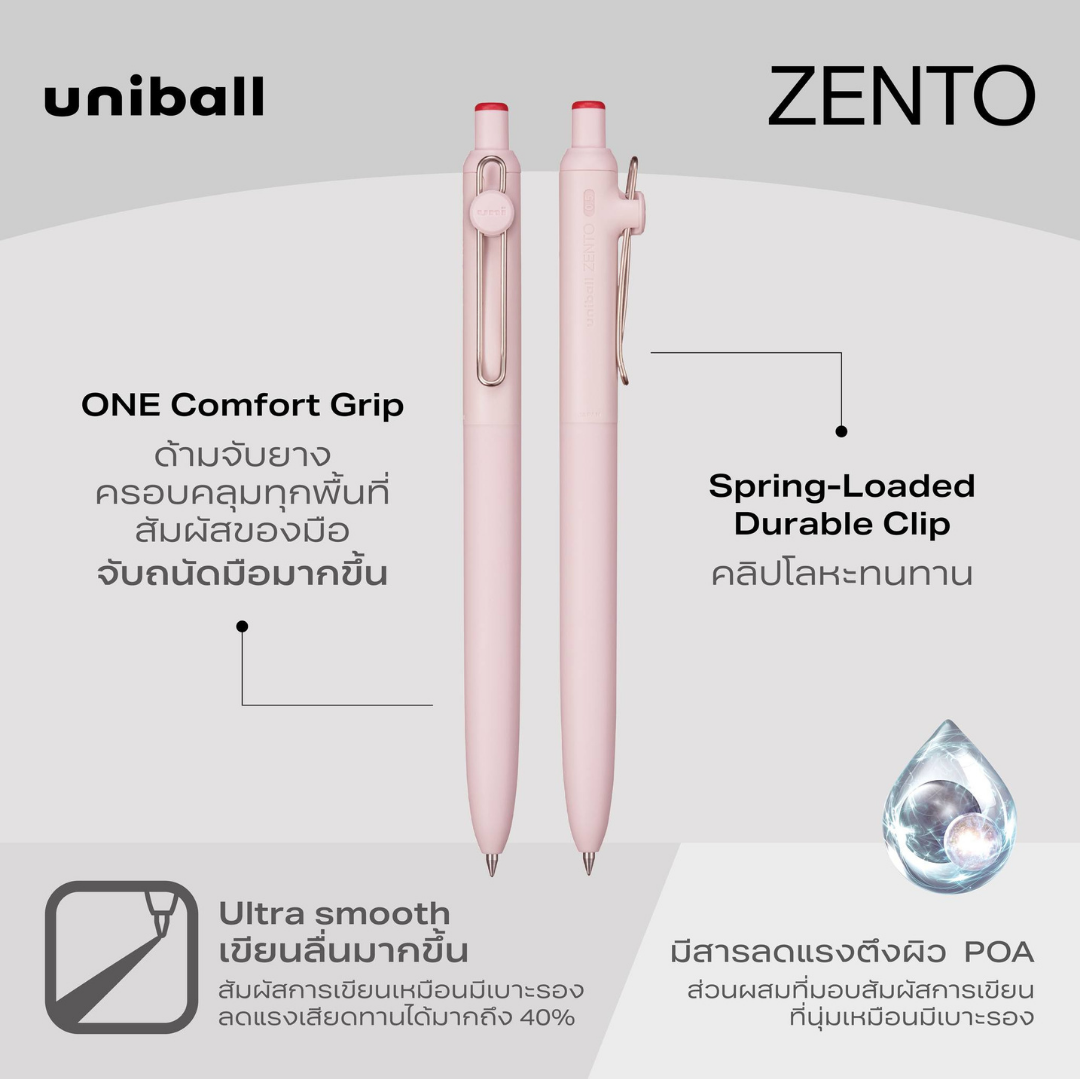 Uniball Zento ปากกาหมึกน้ำ สูตรใหม่ล่าสุด เส้นคมชัด ไม่เลอะซึม หมึกกันน้ำ ไม่ซึม พร้อมส่ง