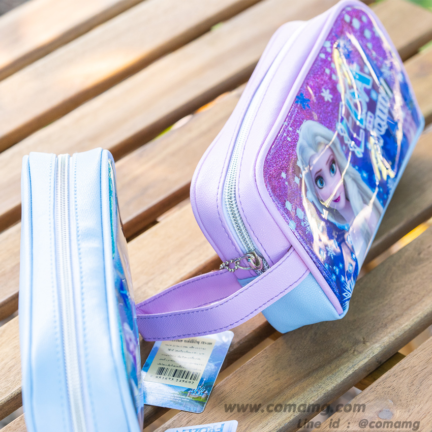 กระเป๋าดินสอเอลซ่า&อันนา หนังแก้วกากเพรช ทรงซิปโค้งใหญ่