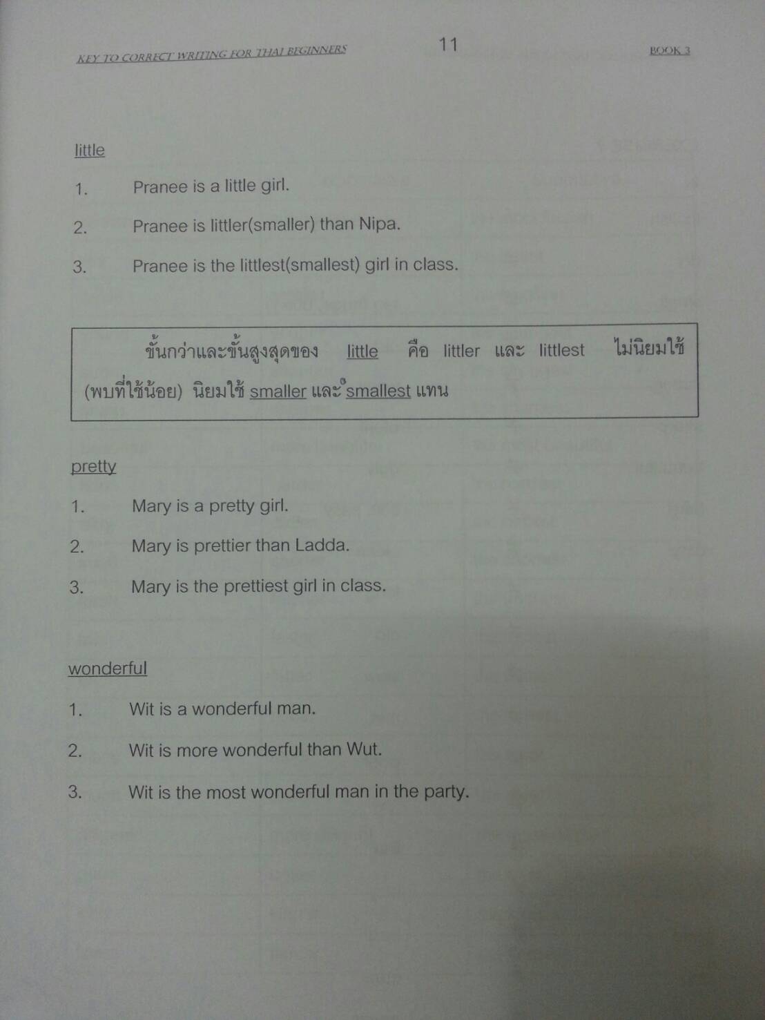 เฉลยแบบฝึกหัดเขียนอังกฤษเบื้องต้นเล่ม 3 Correct Writing for Thai beginner Book 3 ของโรงเรียนอัมพรไพศาล