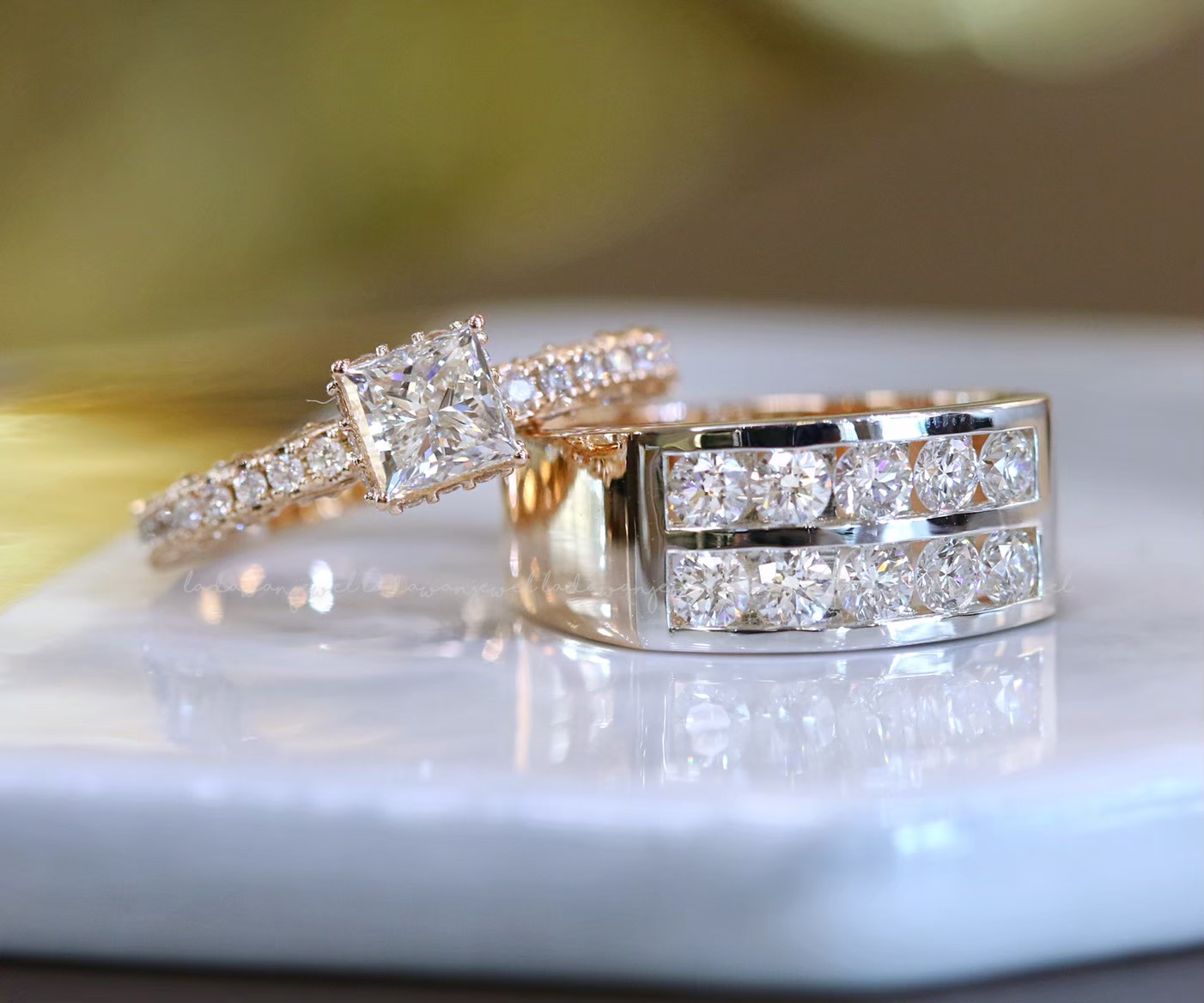 Princess Cut Hidden Halo Diamond Ring