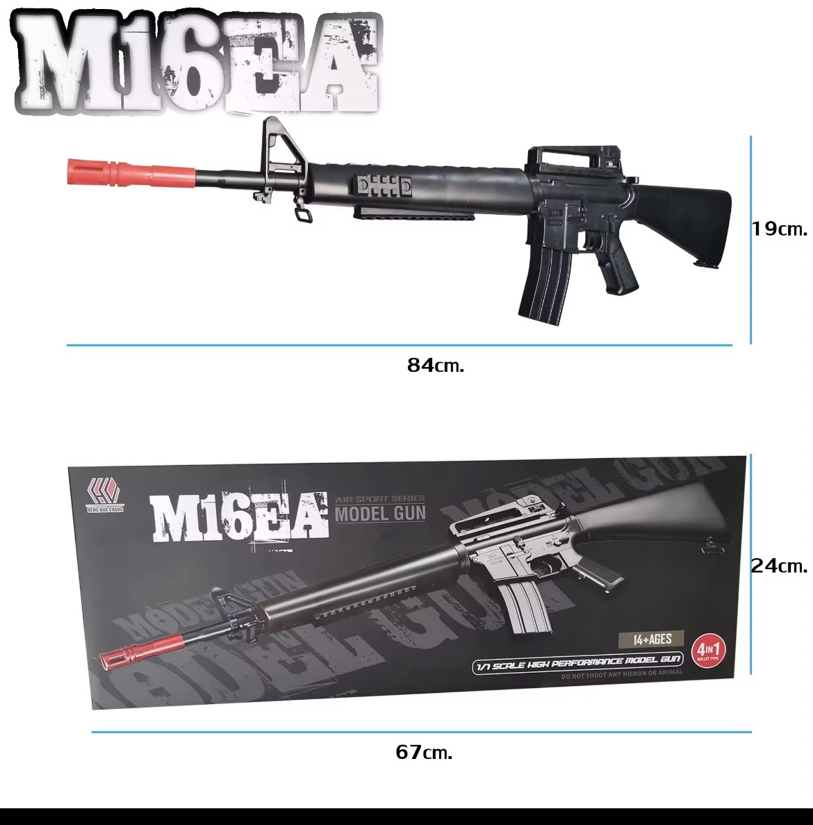 ปืนของเล่น ปืนอัดลม รุ่น M16EA ใช้กระสุนได้ 4 แบบ [4IN1] SCALE 1/1 ระบบสปริงชักยิงทีละนัด