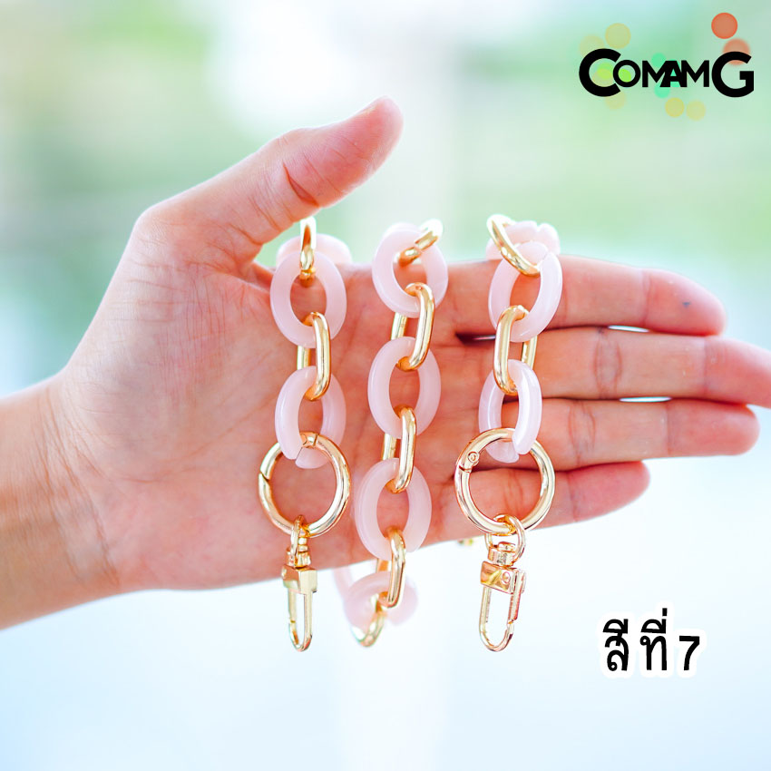 สายกระเป๋าอะคริลิค ลายหินอ่อน ทรงวงรี สายกระเป๋าสั้นสะพายไหล่ ยาว60ซม สินค้าพร้อมส่ง