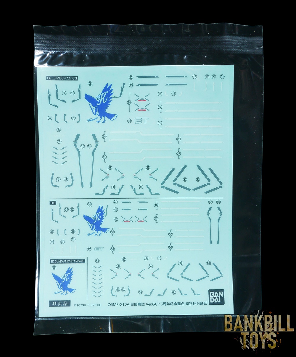 กันดั้ม Bandai Spirits Gunpla The Gundam Base Limited Gundam Decal ZGMF-X10A Freedom Gundam Ver.GCP 3rd Anniversary Color Special Logo Sticker