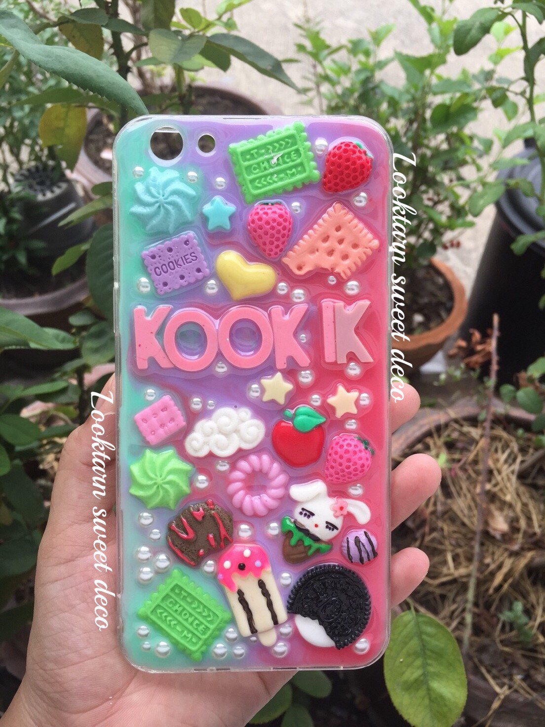 เคสเขียว ม่วง ชมพู อักษรสีชมพูล้วน