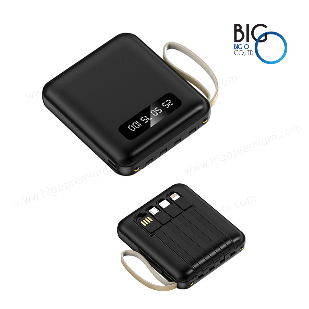 พาวเวอร์แบงค์พรีเมี่ยม ความจุ 10000 mAh มีสายชาร์จในตัว