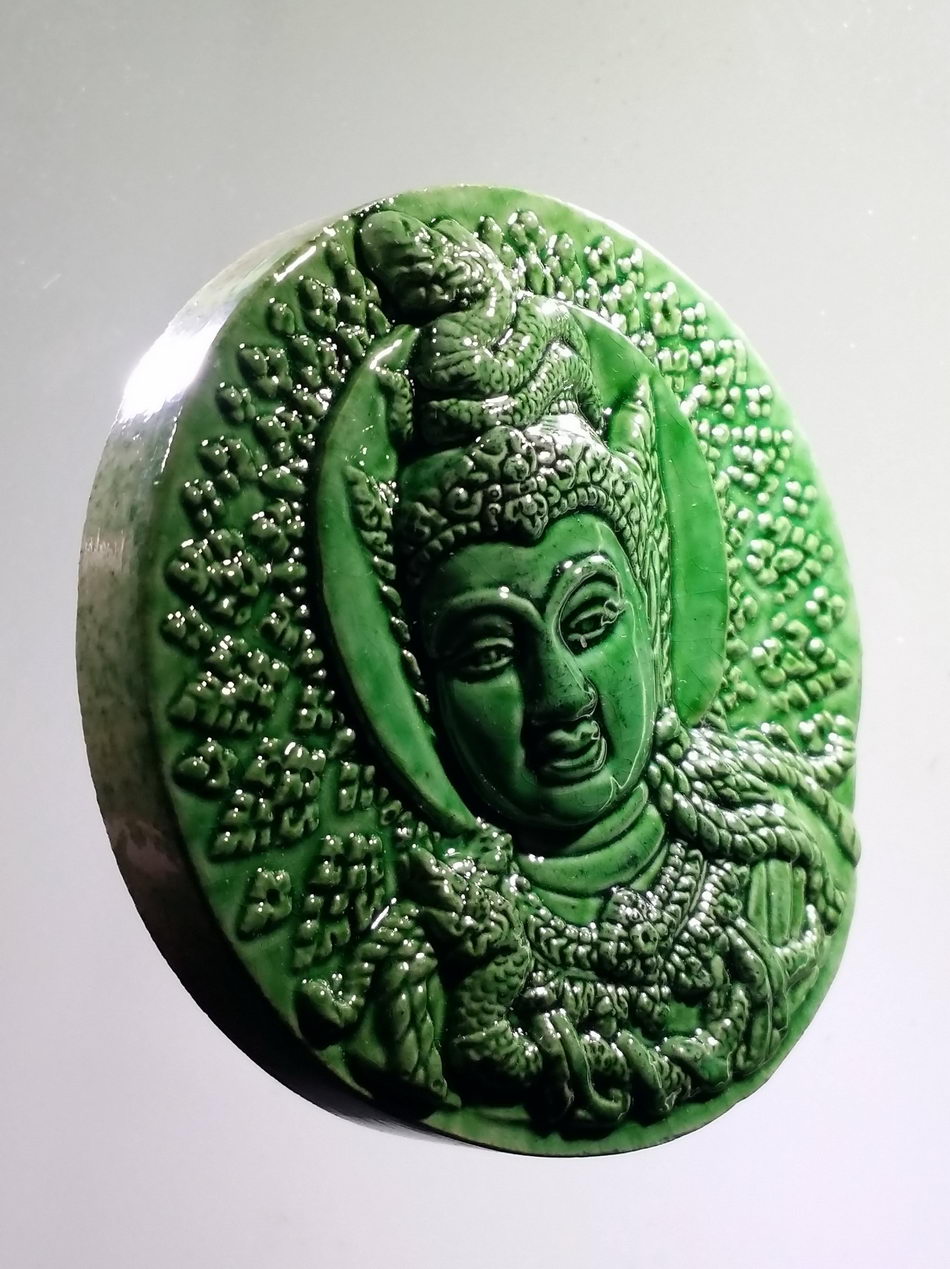 รหัสสินค้า จตุคามรามเทพ 814 จตุคามรามเทพ รุ่นมหาเทพจอมราชัน วัดไทยมังคลาราม-วัดถ้ำอมรวิสุทธาราม ปี 2550 ลูกเคลือบเขียว