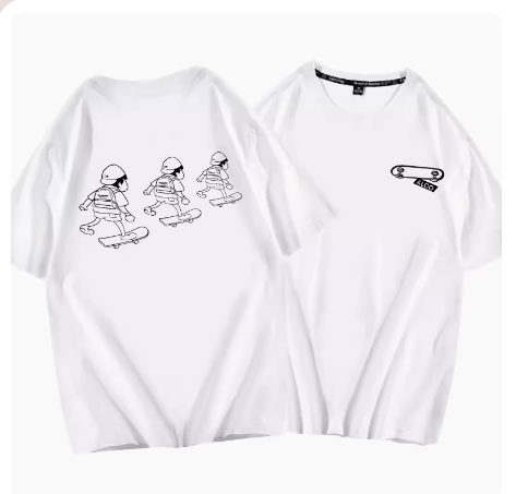 เสื้อยืดลายสเก็ตบอร์ดแบบหวังอี้ป๋อ