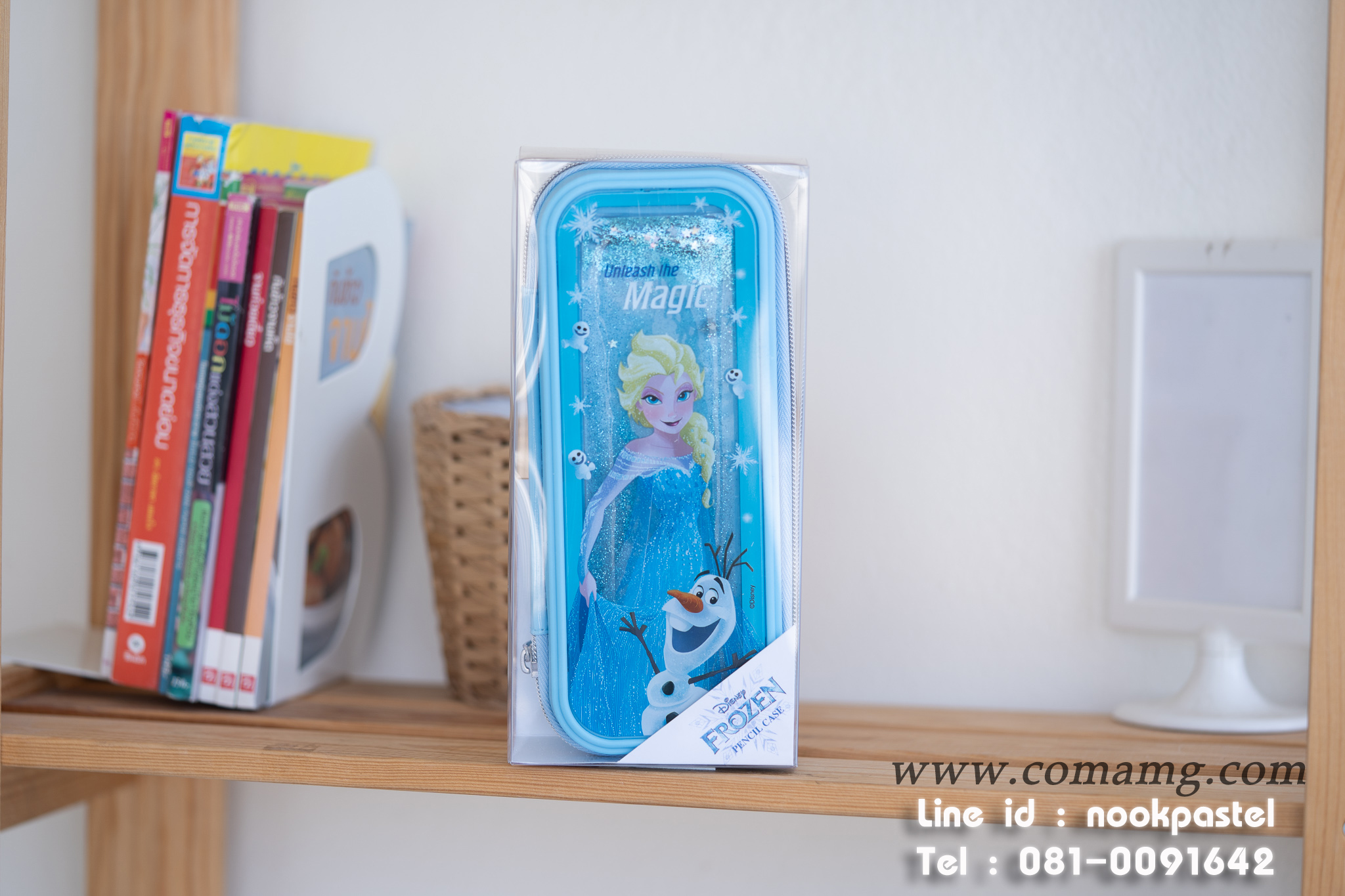 กล่องดินสอเอลซ่ากลิตเตอร์ รุ่นน้ำไหล สีฟ้า ลิขสิทธิ์แท้