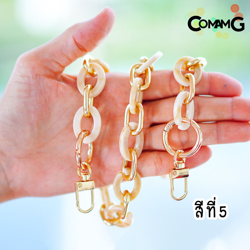 สายกระเป๋าอะคริลิค ลายหินอ่อน ทรงวงรี สายกระเป๋าสั้นสะพายไหล่ ยาว60ซม สินค้าพร้อมส่ง