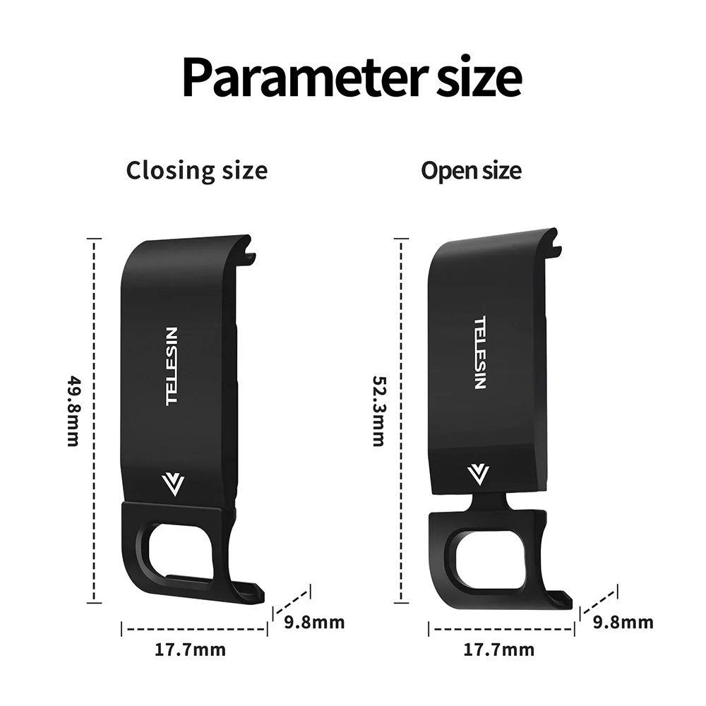 GoPro 11 / 10 / 9 Telesin Aluminum Side Open Door With Rechargeable Port ฝาปิดข้างอลูมิเนียม ชาร์จแบตได้