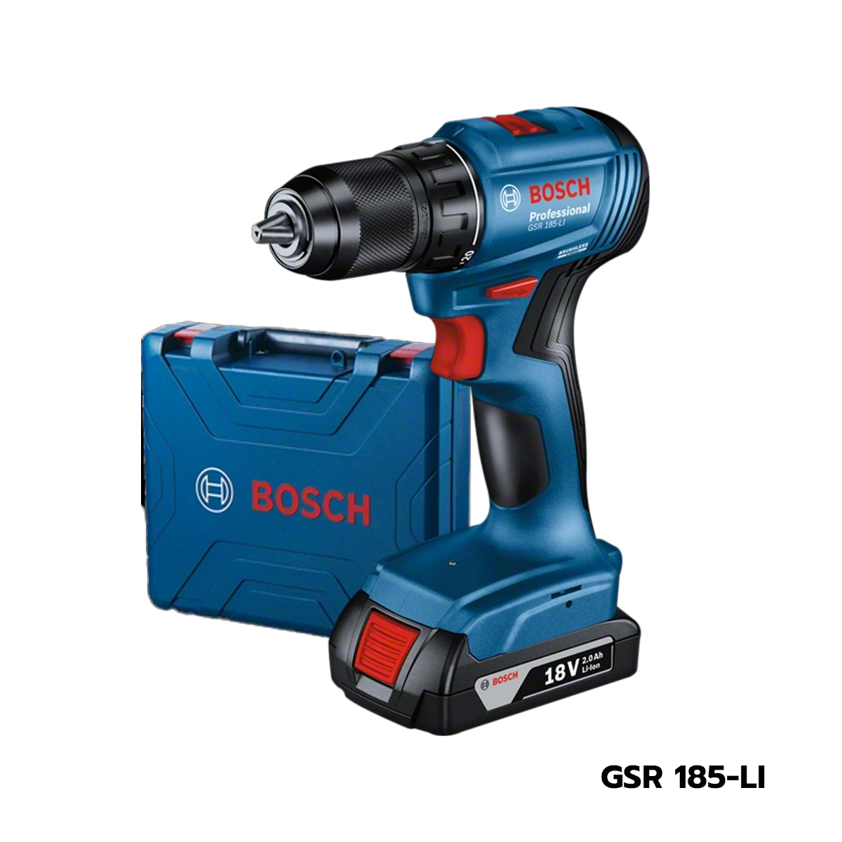 BOSCH สว่านไขควงไร้สาย 4หุน 18V GSR 185-LI Brushless 2Batt 2Ah [06019K30K2]