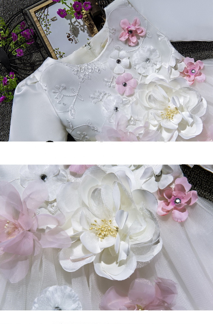 Gd3138- พร้อมส่งจากไทย ชุดเดรสออกงานเด็กสีขาว
