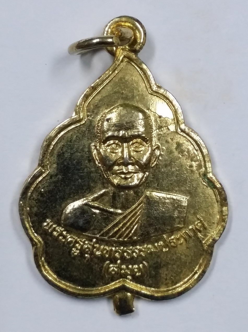 Antig LSD 3321 เหรียญใบโพธิ์กะไหล่ทอง พระครูสุนทรธรรมประกาศ หลวงพ่อสมุย สร้างปี 2536