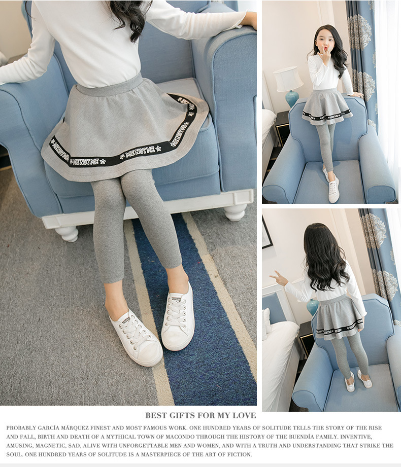 PS30242 พร้อมส่งเลคกิ้งเด็กแบบกระโปรงสีเทา