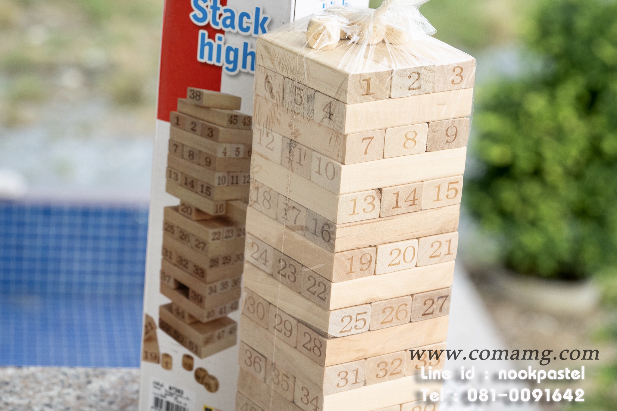 เกมส์ตึกถล่มJenga บล็อกไม้ตัวเลข