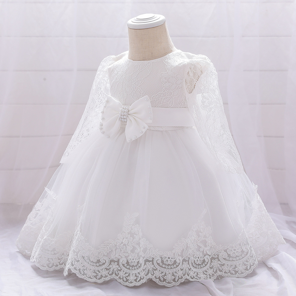 Gd3788- พร้อมส่งจากไทย ชุดราตรีเด็ก สีขาว ลูกไม้นุ่มนิ่มสวยหรู เด็กเล็ก-เด็กโต ชุดออกงานเด็กหญิง ทรงสั้น แขนยาว