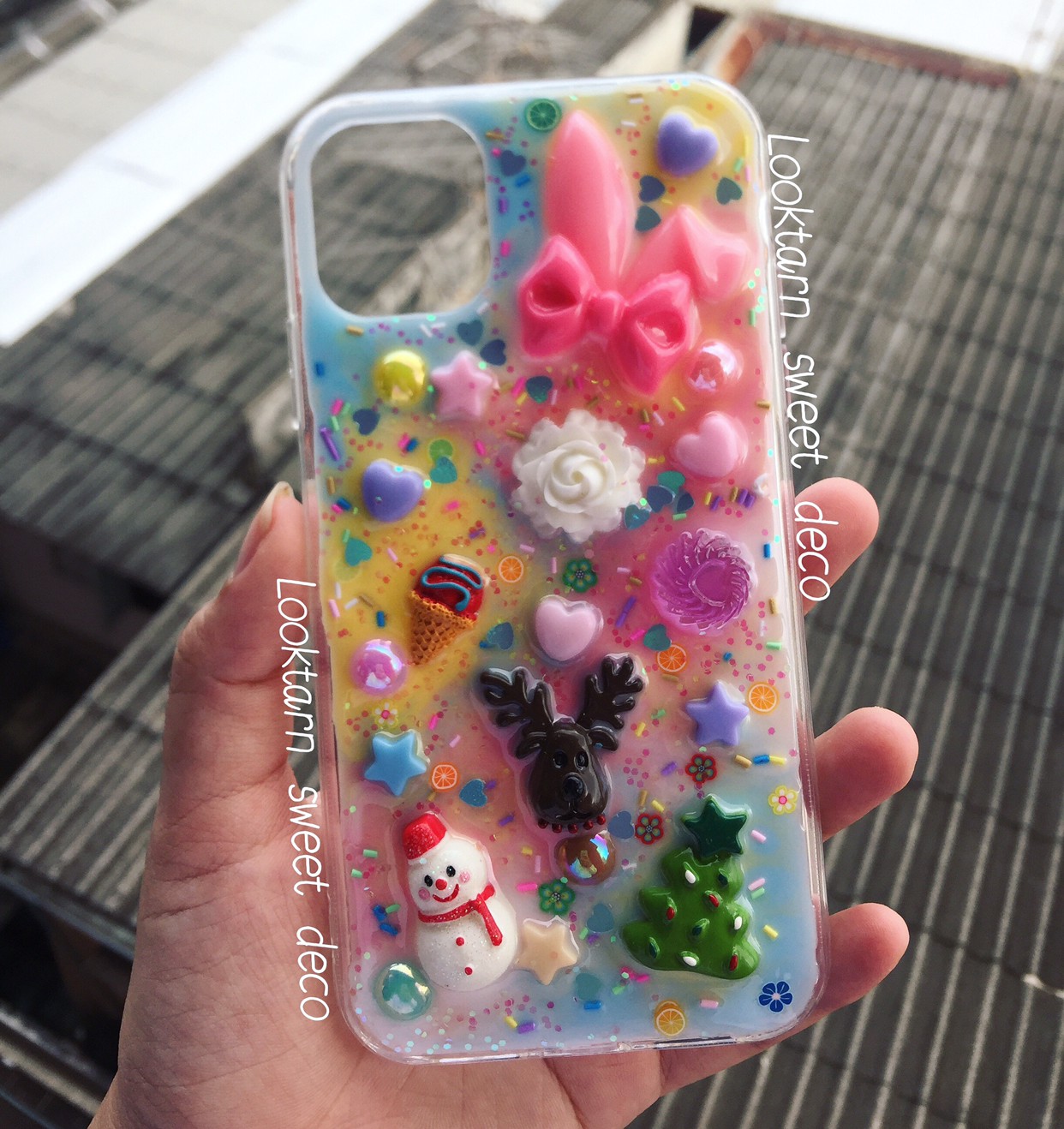เคสสีขาว ฟ้า เหลือง ชมพู เพิ่มกลิสเตอร์