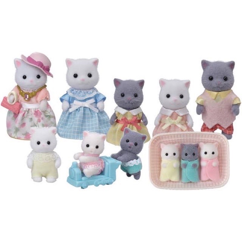 ตุ๊กตาคุณพ่อแมวเปอร์เซียสีเทา ซิลวาเนียนแท้ Persian Cat Father : Sylvanian Families