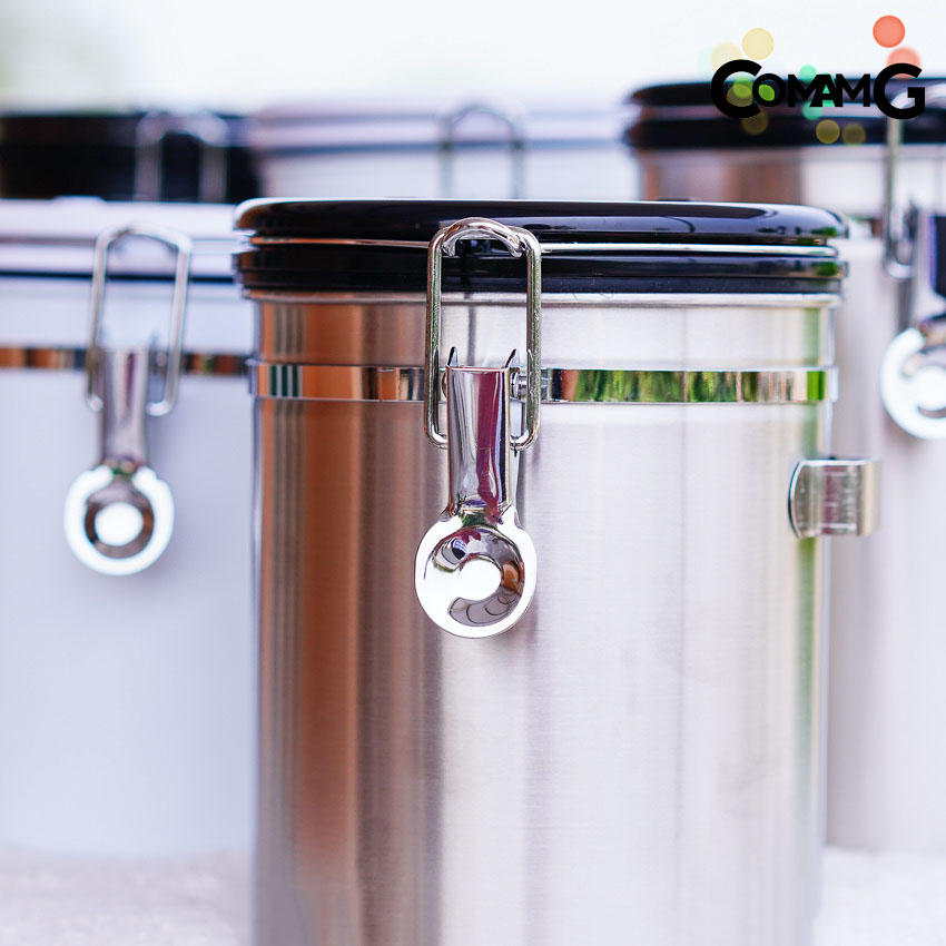 กระป๋องเก็บกาแฟ โหลใส่เมล็ดกาแฟ สแตนเลสแบบสูญญากาศ พร้อมช้อนตัก