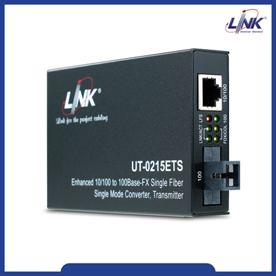 UT-0215ETS-20 RJ45/Single SC 10/100 Mbps ENHANCE Media CONVERTER, SM (20 km.)