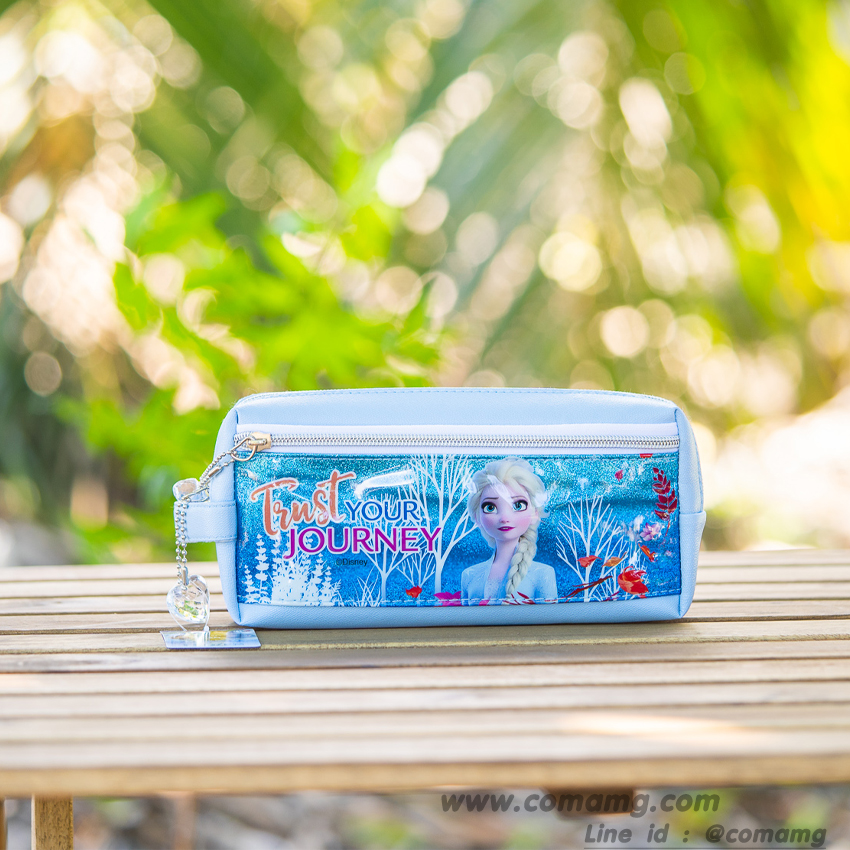 กระเป๋าดินสอเอลซ่า&อันนา หนังแก้วกากเพรช ทรงสีเหลี่ยมซิปหน้า