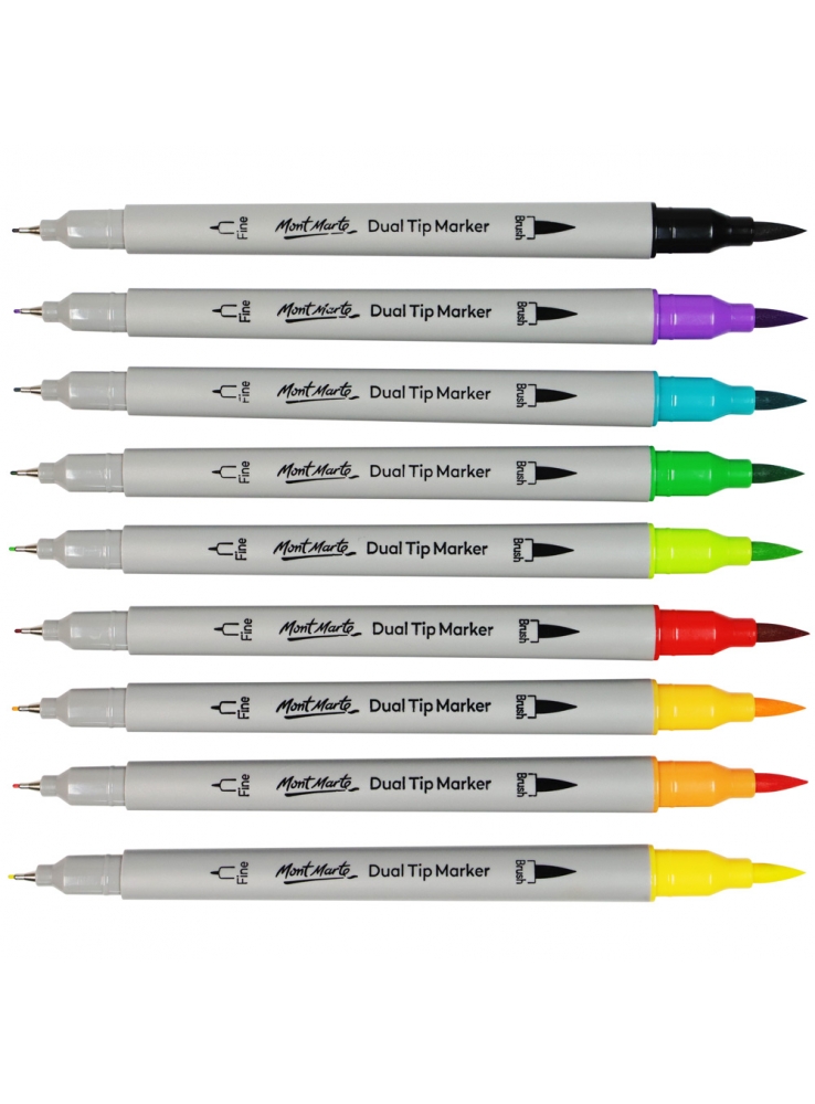 ปากกามาร์คเกอร์ ปากกาหัวพู่กัน Mont Marte 2หัวในด้าม Dual Tip Signature