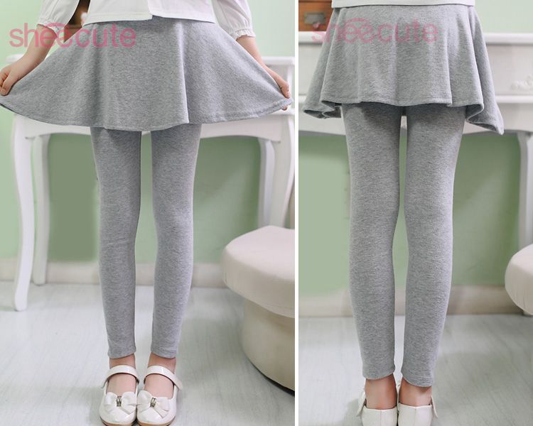 PS30181พร้อมส่ง เลกกิ้งเด็กแบบกระโปรงสีเทา