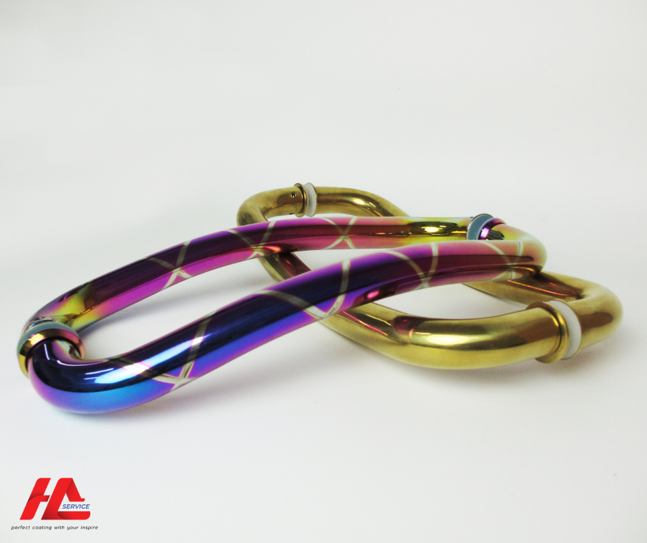 ตัวอย่างมือจับประตูทำสีไทเทเนียม | PVD Coating