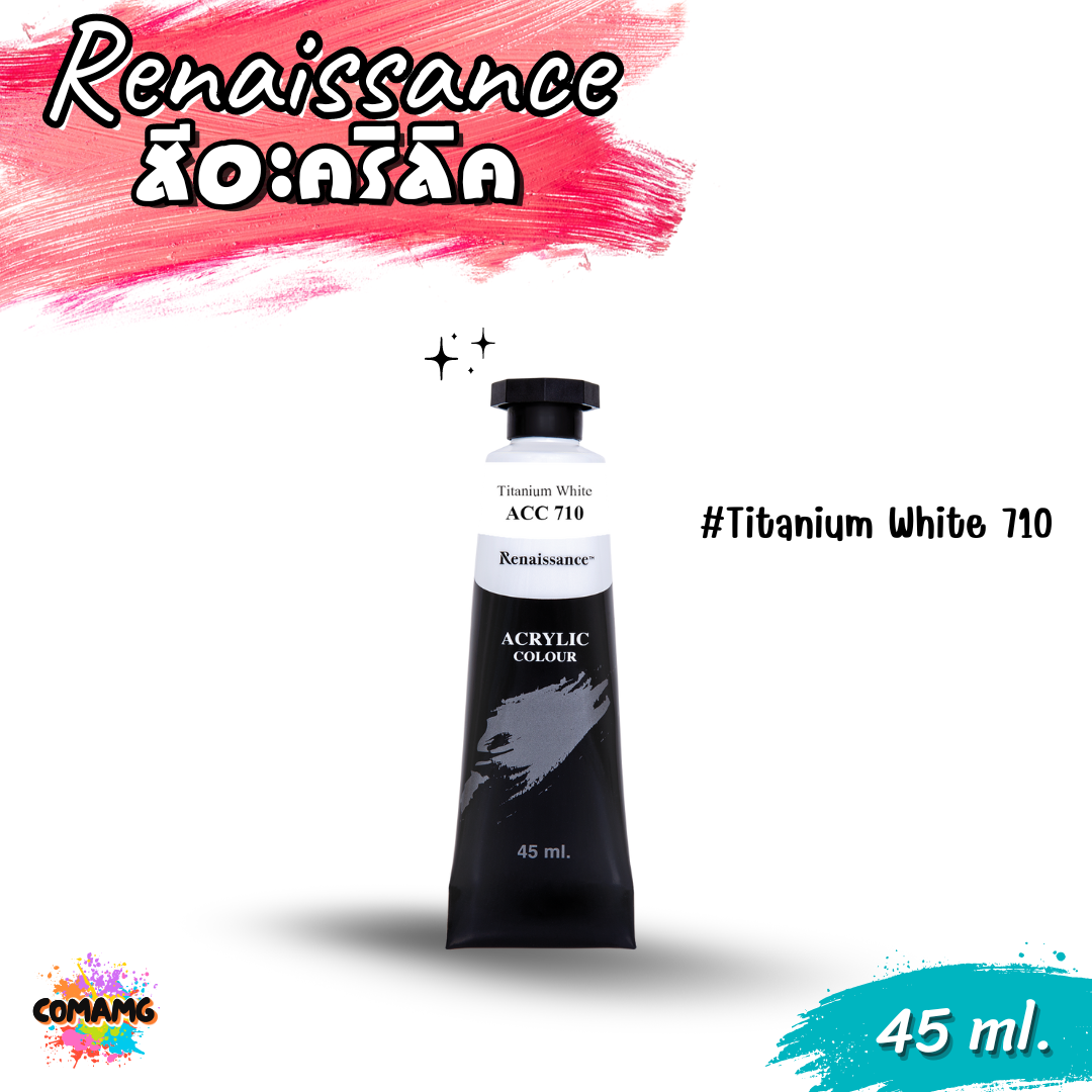 Renaissance Artists acrylic color สีอะคริลิค ขนาด 45 ml. กันน้ำ สีเพ้นท์ไม้ เพ้นท์รองเท้า เพ้นท์ผ้า เรนาซองซ์