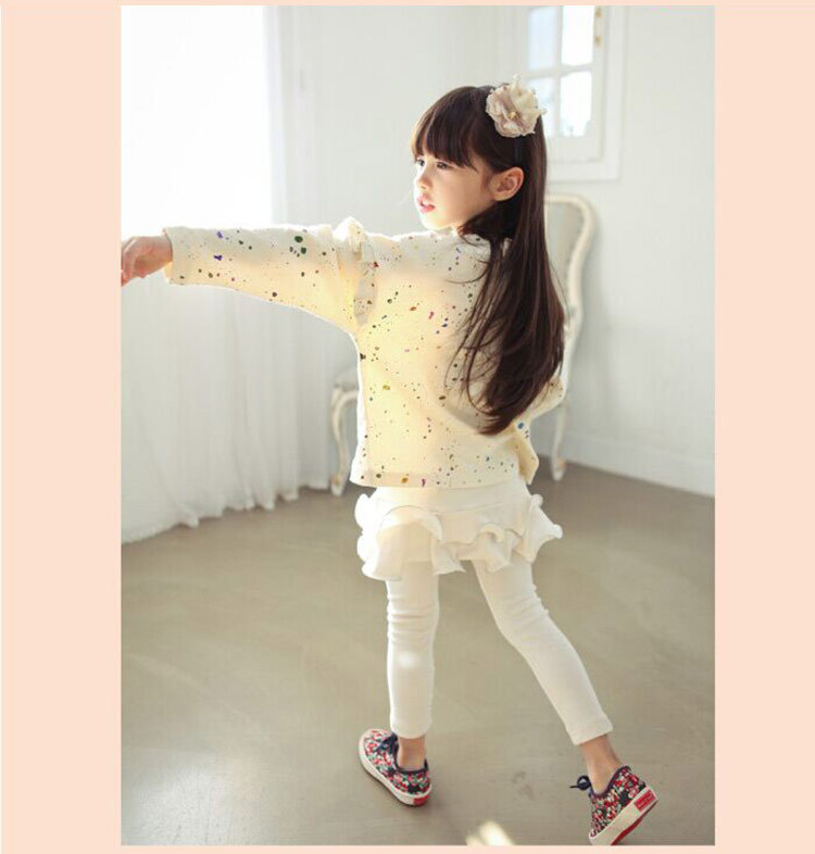 PS30281 พร้อมส่งเลคกิ้งเด็กแบบกระโปรงสีขาว สองชั้นน่ารัก
