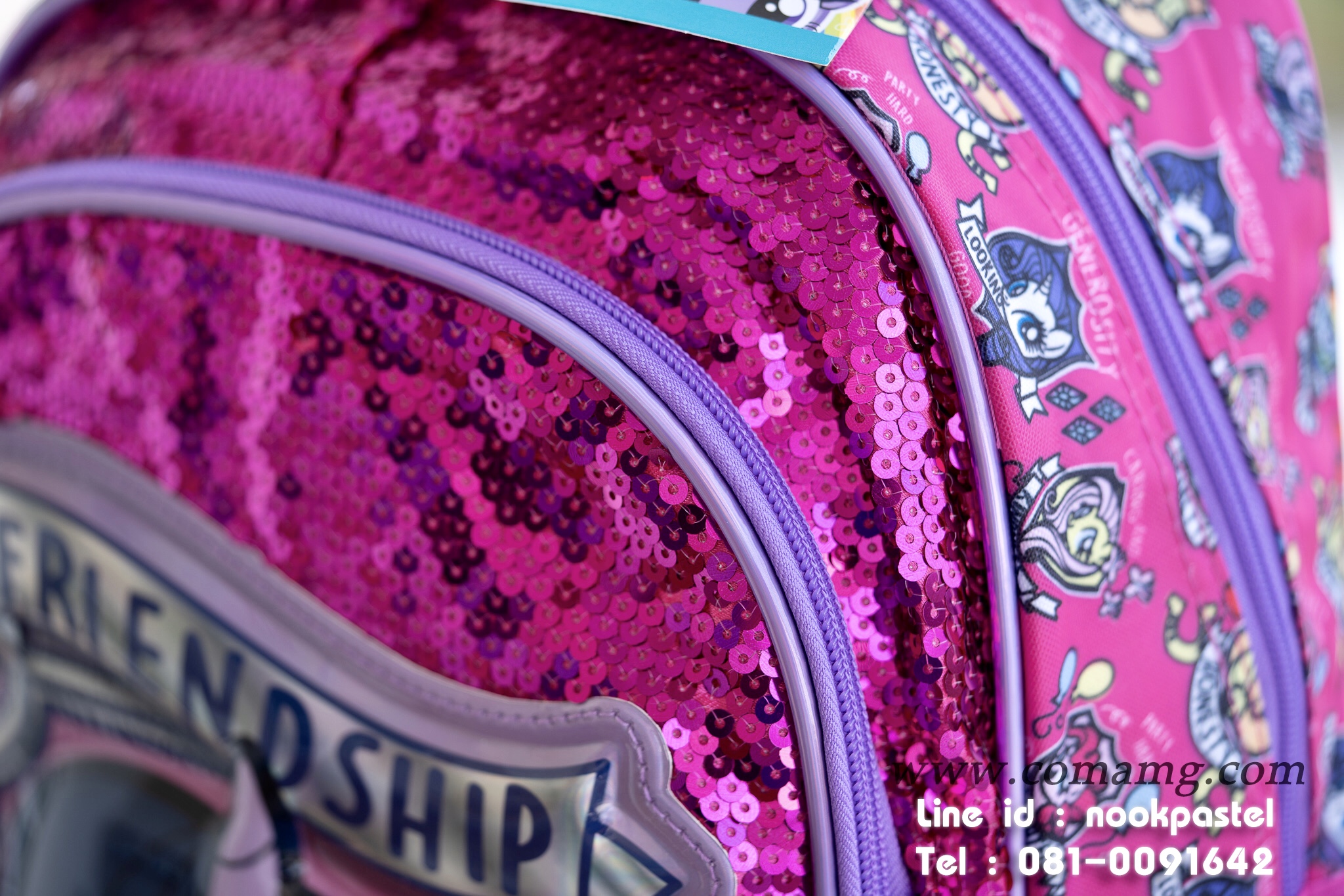 กระเป๋าเป้ลายโพนี่ทไวไลท์ สปาร์คเคิล (my little pony friendship and magic) สีชมพูกลิตเตอร์ ลิขสิทธิ์แท้ 15นิ้ว