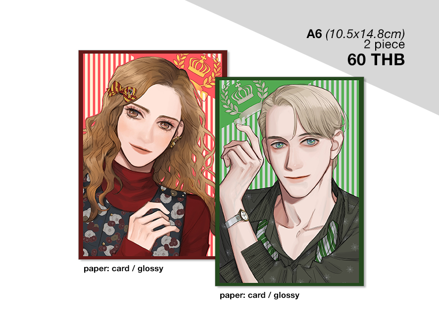 Art Prints: Gryffindor Girl & Slytherin Boy