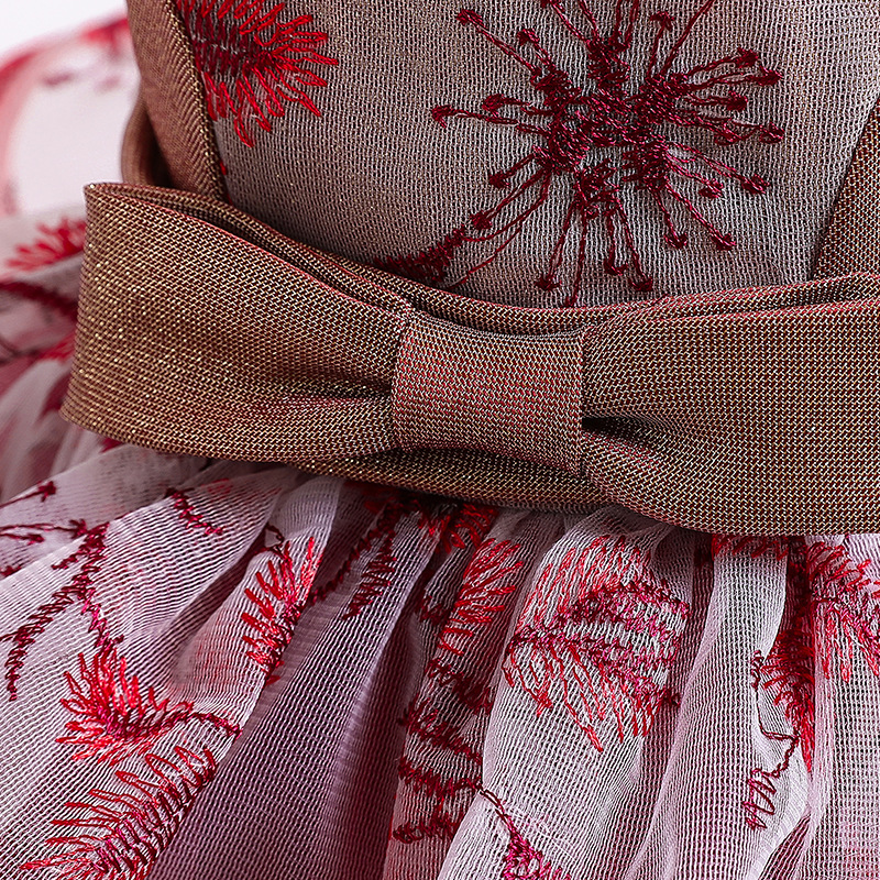 Gd3796- พร้อมส่งจากไทย ชุดราตรีเด็ก สีแดง ชุดออกงานเด็กหญิง ทรงหน้าสั้น-หลังยาวแบบเดรสทรงหางปลา