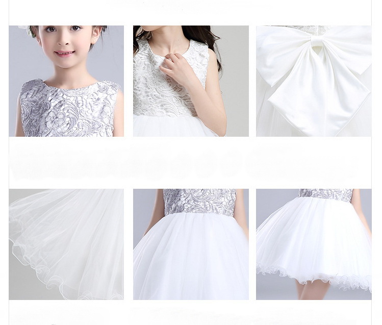 Gd3323- พร้อมส่งจากไทย ชุดเดรสออกงานเด็กสีขาว เด็กเล็ก-เด็กโต ทรงสั้นพองฟูสวย