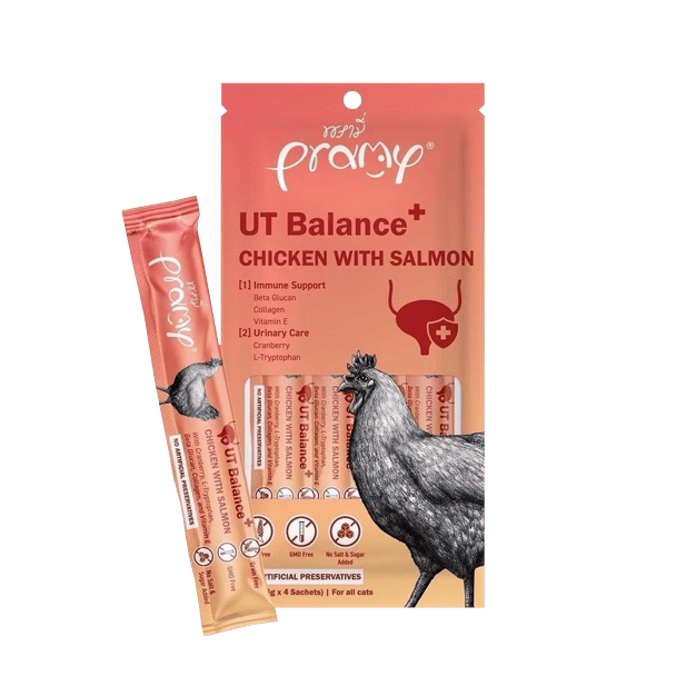 [1ซองมี4แท่ง] Pramy พรามี่ สมูทตี้ แมวเลีย เนื้อปลาทูน่าและเนื้อไก่แท้ ขนาด 14g