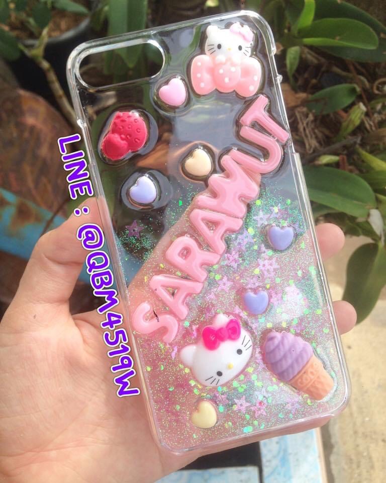 เคสกากเพชรใส ชมพู อักษรสีชมพู