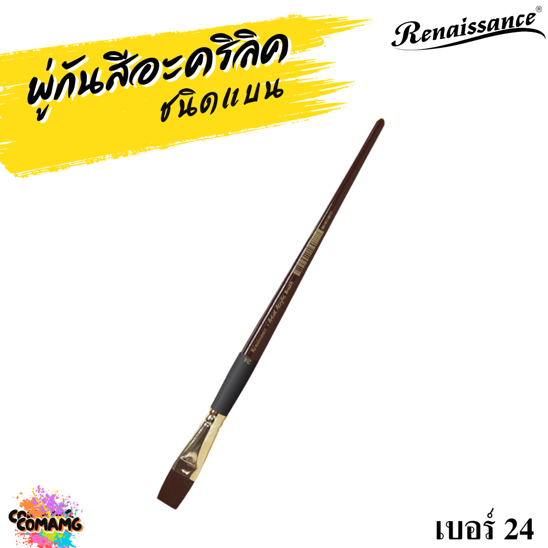Renaissance พู่กันสีอะคริลิค ชนิดแบน เบอร์ 22 - 24 เกรดคุณภาพสูง พร้อมส่ง
